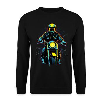Motard néon sur moto - Sweat-shirt Unisexe - noir - Devant - Alina (178cm) & Michal (187cm)
