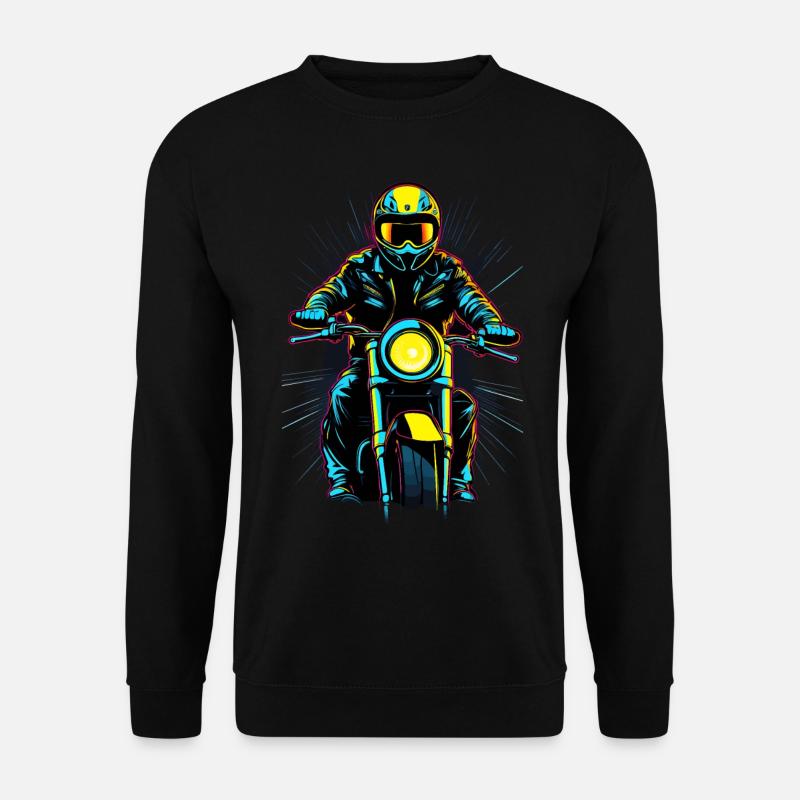 Neon rider on motorcycle - Unisex Sweatshirt - black
