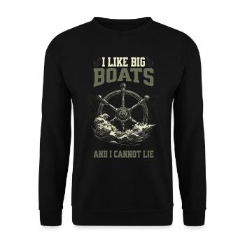 I Like Big Boats And I Cannot Lie Steering Wheel Design - Unisex Sweatshirt - black - Front - Alina (178cm) & Michal (187cm)