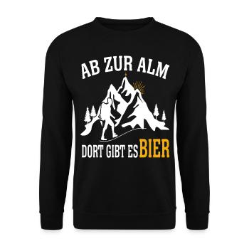 Ab Zur Alm Wanderer Berge Natur Wandern Natur See - Unisex Pullover - Schwarz - Vorne - Alina (178cm) & Michal (187cm)
