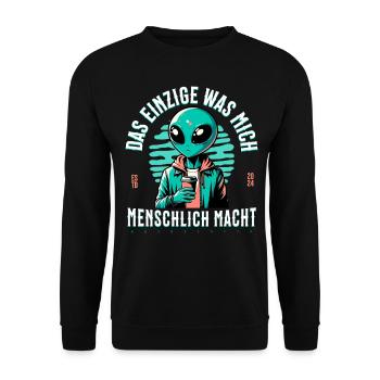 La seule chose qui me rend humain - le café extraterrestre - Sweat-shirt Unisexe - noir - Devant - Alina (178cm) & Michal (187cm)