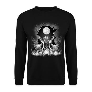 Hirsch Hirsche Waldtiere mystisch Rehbock Rehkitz - Unisex Pullover - Schwarz - Vorne - Alina (178cm) & Michal (187cm)