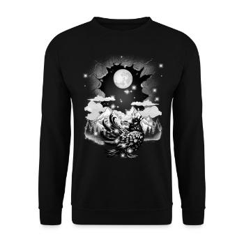 mystisch Märchen Märchenfigur Rabe Raben Krähe - Unisex Pullover - Schwarz - Vorne - Alina (178cm) & Michal (187cm)