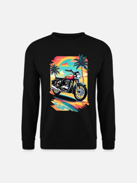 Moto rétro sur une plage tropicale - Sweat-shirt Unisexe - noir