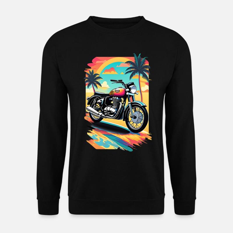 Moto rétro sur une plage tropicale - Sweat-shirt Unisexe - noir