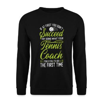 Funny Tennis Player Racket Coach - Unisex Pullover - Schwarz - Vorne - Alina (178cm) & Michal (187cm)
