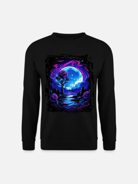 Traumhaftes Mondlicht und eine zauberhafte Rose - Unisex Pullover - Schwarz