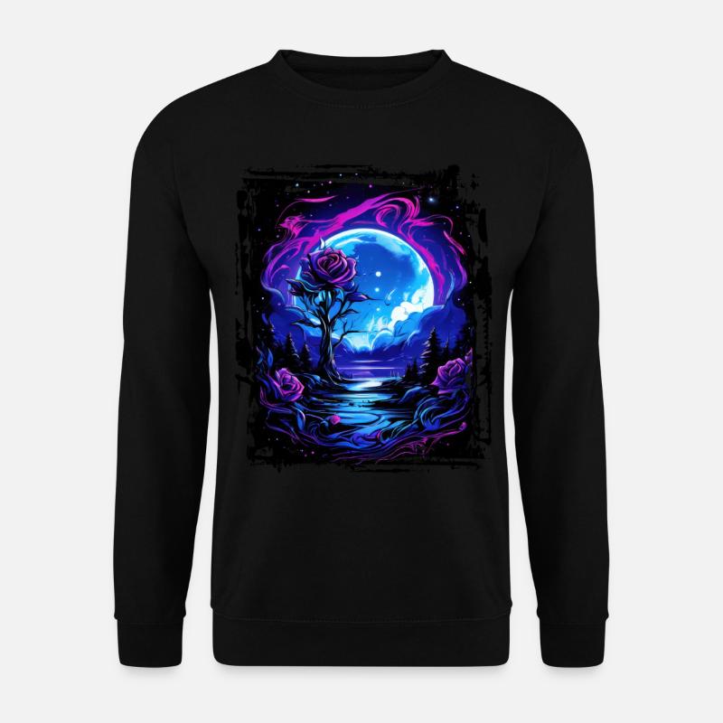 Dreamy moonlight and enchanting rose - Unisex Sweatshirt - black