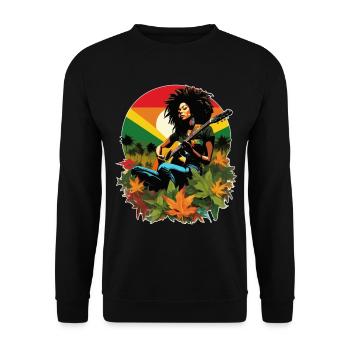 Rastafarian reggae guitarist - Unisex Sweatshirt - black - Front - Alina (178cm) & Michal (187cm)