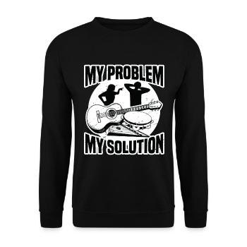 Passionné de musique folk Mon problème Mon pictogramme papa - Sweat-shirt Unisexe - noir - Devant - Alina (178cm) & Michal (187cm)