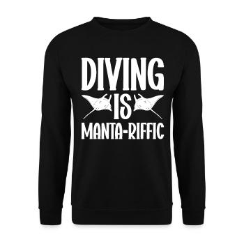 Mantarochen Liebhaber Meerestier Teufelsrochen - Unisex Pullover - Schwarz - Vorne - Alina (178cm) & Michal (187cm)