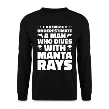 Mantarochen Liebhaber Meerestier Teufelsrochen - Unisex Pullover - Schwarz - Vorne - Alina (178cm) & Michal (187cm)