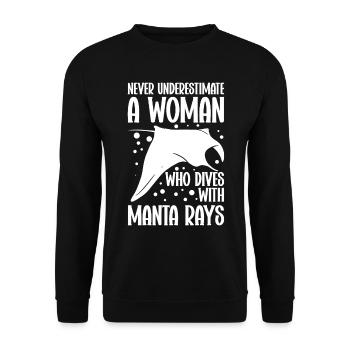 Mantarochen Liebhaber Meerestier Teufelsrochen - Unisex Pullover - Schwarz - Vorne - Alina (178cm) & Michal (187cm)