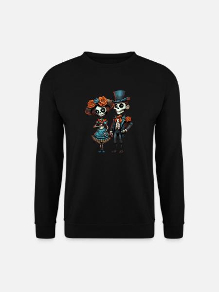 Skelettpaar im viktorianischen Stil Tag der Toten - Unisex Pullover - Schwarz