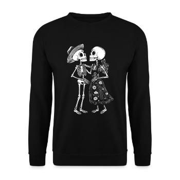 Couple de squelettes dansants à la mexicaine - Sweat-shirt Unisexe - noir - Devant - Alina (178cm) & Michal (187cm)