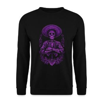 Squelette violet avec illustration de sombrero - Sweat-shirt Unisexe - noir - Devant - Alina (178cm) & Michal (187cm)
