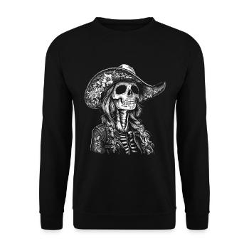 Squelette mexicain avec sombrero - Sweat-shirt Unisexe - noir - Devant - Alina (178cm) & Michal (187cm)