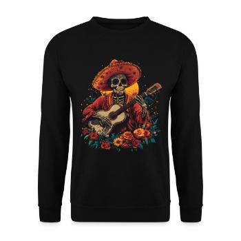 Guitariste squelette avec sombrero - Sweat-shirt Unisexe - noir - Devant - Alina (178cm) & Michal (187cm)