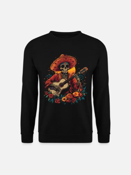 Skelett Gitarrist mit Sombrero - Unisex Pullover - Schwarz