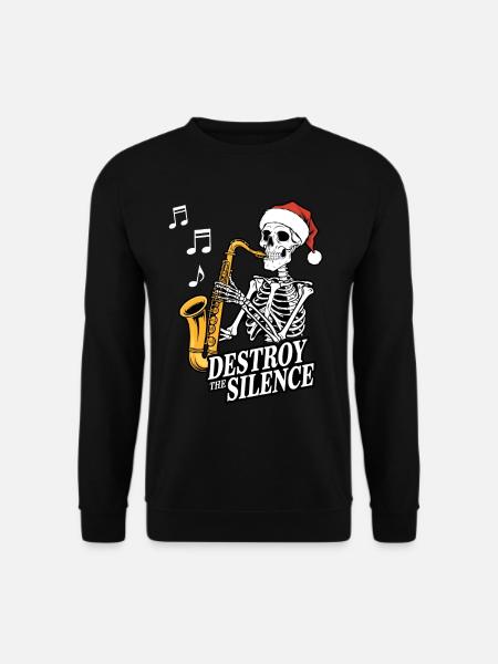 Skelett Saxophon Destroy the Silence Musik - Unisex Pullover - Schwarz
