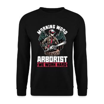 Arborist Morning Wood Arborist Tree Specialist - Unisex Pullover - Schwarz - Vorne - Alina (178cm) & Michal (187cm)