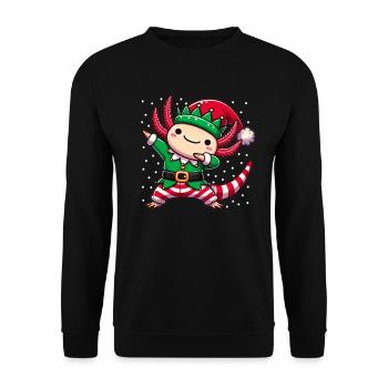 Christmas Axolotl Elf Funny Axolotl Lover - Unisex Sweatshirt - black - Front - Alina (178cm) & Michal (187cm)