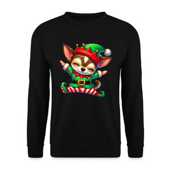 Christmas Chihuahua Elf Funny Chihuahua Lover - Unisex Sweatshirt - black - Front - Alina (178cm) & Michal (187cm)
