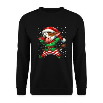 Weihnachten Kuh Elf Lustiger Kuhliebhaber Bauer - Unisex Pullover - Schwarz - Vorne - Alina (178cm) & Michal (187cm)