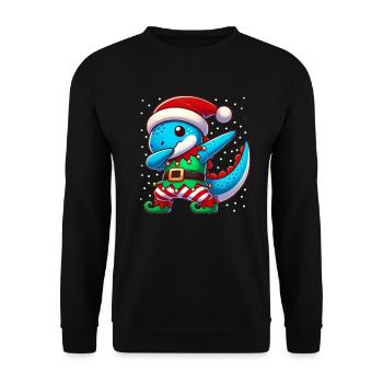 Christmas Dinosaur Elf Funny Dinosaur Lover Dino - Unisex Sweatshirt - black - Front - Alina (178cm) & Michal (187cm)