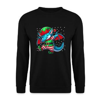Elfe Dragon de Noël Amoureux du Dragon Drôle - Sweat-shirt Unisexe - noir - Devant - Alina (178cm) & Michal (187cm)