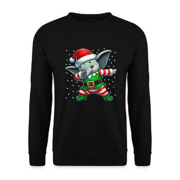 Christmas Elephant Elf Funny Elephant Lover - Unisex Sweatshirt - black - Front - Alina (178cm) & Michal (187cm)