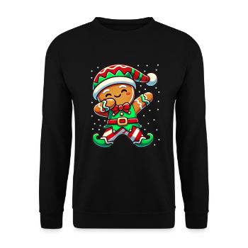 Christmas Gingerbread Man Elf Funny - Unisex Sweatshirt - black - Front - Alina (178cm) & Michal (187cm)