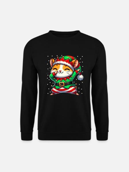 Weihnachten Hamster Elf Lustiger Hamster Liebhaber - Unisex Pullover - Schwarz