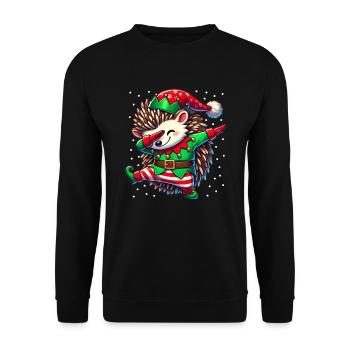 Weihnachten Igel Elf Lustiger Igel Liebhaber - Unisex Pullover - Schwarz - Vorne - Alina (178cm) & Michal (187cm)