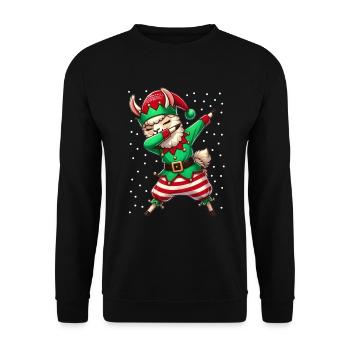 Lama de Noël Elfe Drôle Lama, Amant - Sweat-shirt Unisexe - noir - Devant - Alina (178cm) & Michal (187cm)