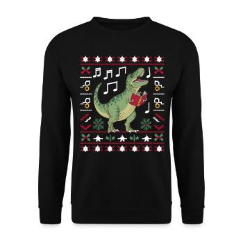 Dinosaurier Trex T-Rex Christmas Weihnachten Xmas - Unisex Pullover - Schwarz - Vorne - Alina (178cm) & Michal (187cm)
