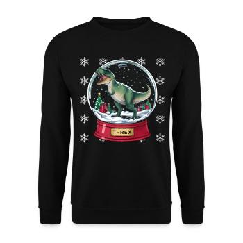 Dinosaurier Trex T-Rex Christmas Weihnachten Xmas - Unisex Pullover - Schwarz - Vorne - Alina (178cm) & Michal (187cm)