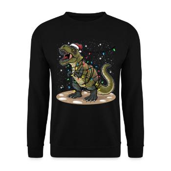 Dinosaure Noël Lumière Noël Noël - Sweat-shirt Unisexe - noir - Devant - Alina (178cm) & Michal (187cm)