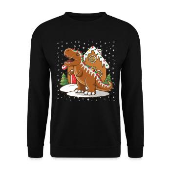 Dinosaurier Trex T-Rex Christmas Weihnachten Xmas - Unisex Pullover - Schwarz - Vorne - Alina (178cm) & Michal (187cm)