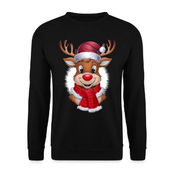 Rentier Reh Xmas Reindeer Christmas Weihnachten - Unisex Pullover - Schwarz - Vorne - Alina (178cm) & Michal (187cm)