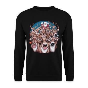 Rentier Reh Xmas Reindeer Christmas Weihnachten - Unisex Pullover - Schwarz - Vorne - Alina (178cm) & Michal (187cm)