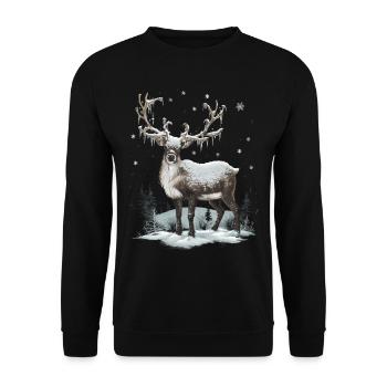 Rentier Reh Xmas Reindeer Christmas Weihnachten - Unisex Pullover - Schwarz - Vorne - Alina (178cm) & Michal (187cm)