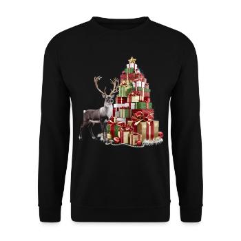 Rentier Reh Xmas Reindeer Christmas Weihnachten - Unisex Pullover - Schwarz - Vorne - Alina (178cm) & Michal (187cm)
