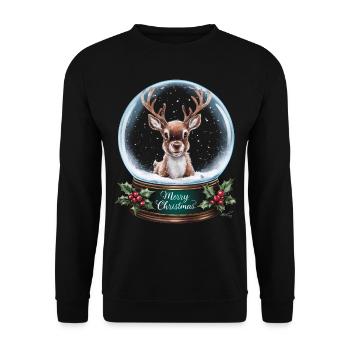 Rentier Reh Xmas Reindeer Christmas Weihnachten - Unisex Pullover - Schwarz - Vorne - Alina (178cm) & Michal (187cm)