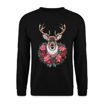 Rentier Reh Xmas Reindeer Christmas Weihnachten - Unisex Pullover - Schwarz - Vorne - Alina (178cm) & Michal (187cm)