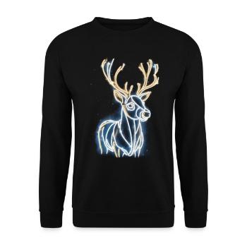 Rentier Reh Xmas Reindeer Christmas Weihnachten - Unisex Pullover - Schwarz - Vorne - Alina (178cm) & Michal (187cm)