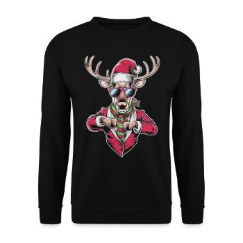 Rentier Reh Xmas Reindeer Christmas Weihnachten - Unisex Pullover - Schwarz - Vorne - Alina (178cm) & Michal (187cm)