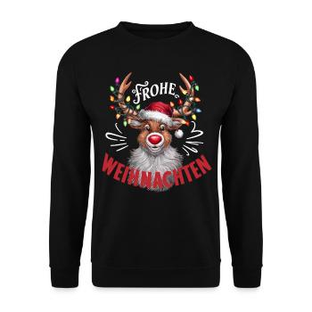 Reindeer Deer Xmas Reindeer Christmas Christmas - Unisex Sweatshirt - black - Front - Alina (178cm) & Michal (187cm)