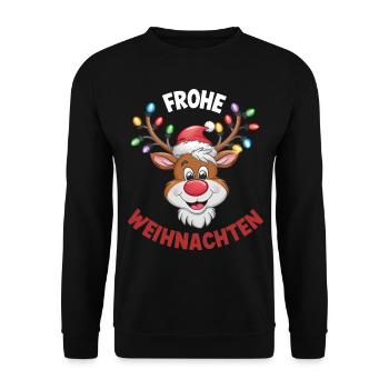 Reindeer Deer Xmas Reindeer Christmas Christmas - Unisex Sweatshirt - black - Front - Alina (178cm) & Michal (187cm)