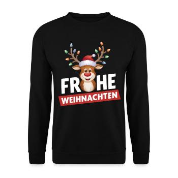 Rentier Reh Xmas Reindeer Christmas Weihnachten - Unisex Pullover - Schwarz - Vorne - Alina (178cm) & Michal (187cm)